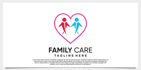 Wall Mural - Creative family care logo and heart logo design template with unique line art style part 1