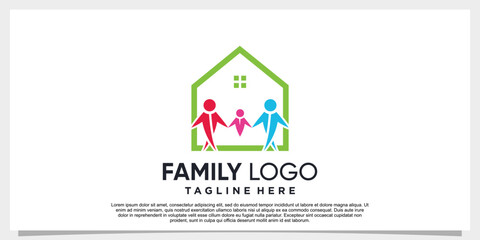 Wall Mural - Creative family care logo and heart logo design template with unique line art style part 2