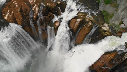 Canvas Print - Shoshone waterfalls, Idaho. Aerial overhead view from drone