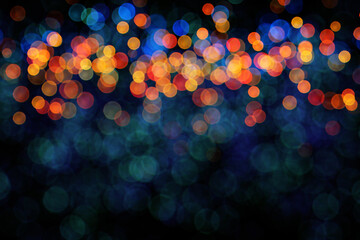 Wall Mural - night city street lights bokeh background