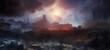 Apocalyptic Landscape. Photo Realistic, Concept Art, Cinematic Light, Background, Wallpaper, Illustration. Destroyed Cities After Bombing Raid, Ruins, Destroyed Building, Dust And Burnt Villages.