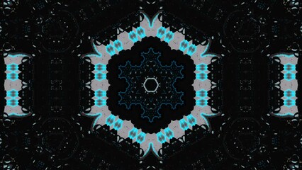 Wall Mural - blue and white fractal pattern on black background. hi tech, futuristic backdrop
