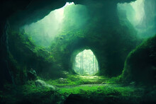 Fantasy Cave Entrance In The Forest