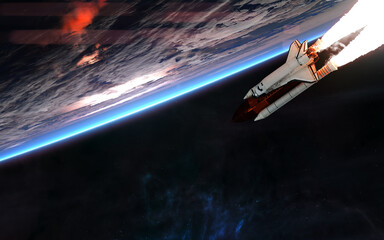 Wall Mural - space shuttle in earth orbit. solar system. science fiction. elements of this image furnished by nas