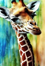 Photorealistic Illustration Of Giraffe. Ai Generated Illustration Is Not Based On Any Real Image, Person Or Character
