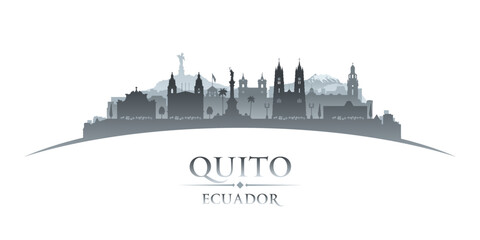 Wall Mural - Quito Ecuador city silhouette white background