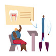 Dentists conference vector illustration. Doctor speaking before audience, giving lecture or seminar to college students in classroom