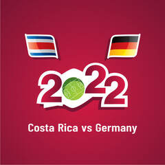 Wall Mural - Costa Rica vs Germany with Costa Rican and German flags soccer dark red background