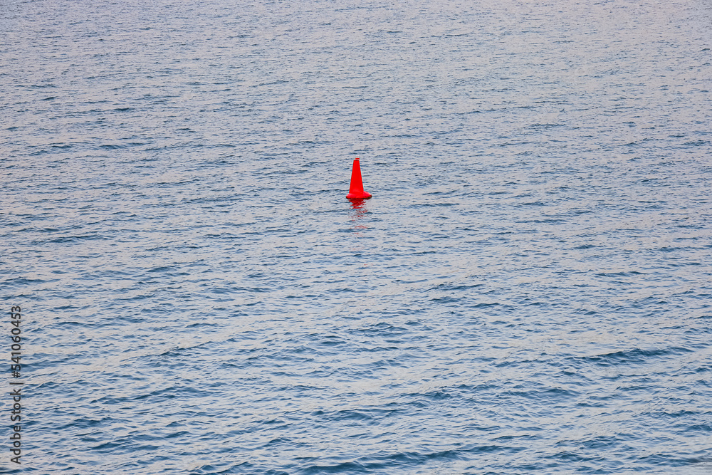 View of beautiful sea with red buoy