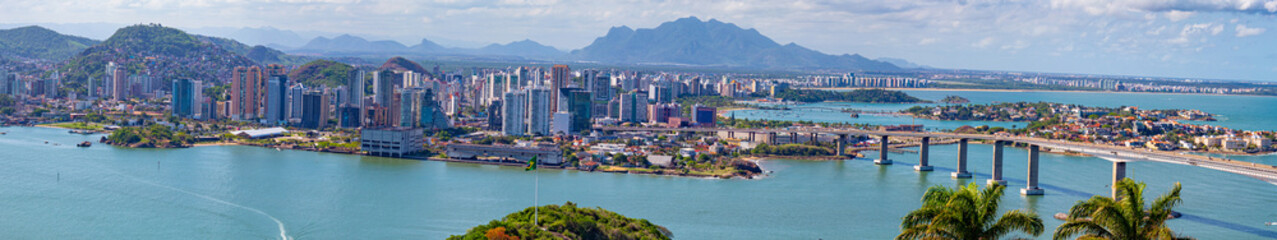 ponte e panorâmica de Vila Velha, Vitória, Espirito Santo, Brasil