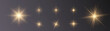 Set of bright gold stars with highlights. vector png	
