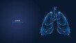 Futuristic abstract symbol of the human lung. Concept blue respiratory system, pneumonia, asthma. Low poly geometric 3d wallpaper background vector illustration.