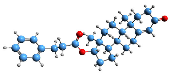 Canvas Print -  3D image of Testosterone phenylpropionate skeletal formula - molecular chemical structure of  testosterone phenpropionate isolated on white background