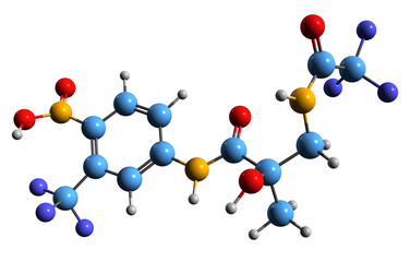 Poster -  3D image of Topilutamide skeletal formula - molecular chemical structure of Nonsteroidal antiandrogen isolated on white background
