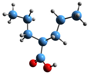 Canvas Print -  3D image of Valproate skeletal formula - molecular chemical structure of  epilepsy and bipolar disorder medication VPA isolated on white background
