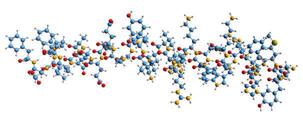 Poster -  3D image of Adrenocorticotropic hormone skeletal formula - molecular chemical structure of adrenocorticotropin isolated on white background