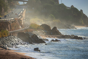 Carretera N-II a su paso por Calella, en el Maresme. 