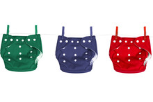 Colored Ecological Cloth Diapers Hanging On A Clothesline