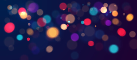 Wall Mural - Colorful bokeh lights background. Blurred circle shapes. Vector illustration 