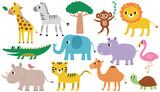 Fototapeta Pokój dzieciecy - Exotic animals, vector set (African and savannah)