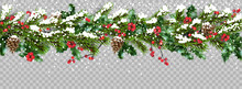 Transparent Banner With Snow And Branches