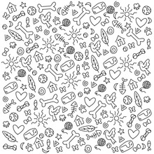 Seamless Pattern Background With Pet Toys Icons Vector Illustration