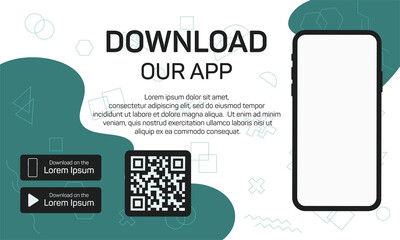 Wall Mural - download page of the mobile app. empty screen smartphone for you app. download buttons. illustration