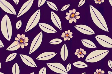 Poster - Beautiful seamless floral pattern for kids. Pattern with leaf silhouette and flowers for textile design and fabrics