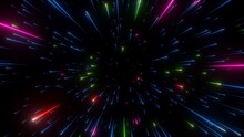 3d Render, Abstract Dark Background With Colorful Bright Neon Stars And Glowing Lines. Space Meteor Shower. Festive Fireworks