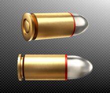 Bullets Copper Nine Mm Shots, Side And Rear View