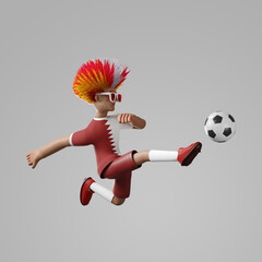 3d illustration of soccer player playing football world championship