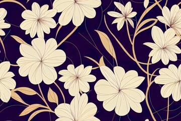  Seamless pattern floral flower abstract.Botanical vintage nature background.Print fashion textile.2d illustration illustration.