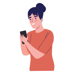 Sticker - woman using smartphone device