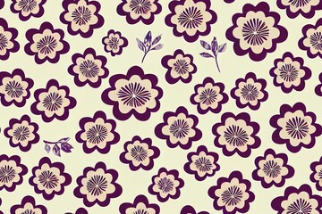 Sticker - vintage flower seamless pattern on purpal background