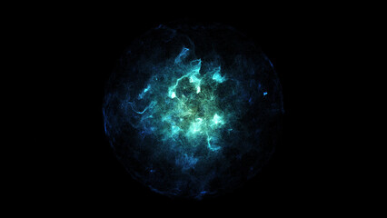 Wall Mural - 3d rendering orb particle simulate blue energy plasma form.