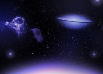Wall Mural - a space of the galaxy ,atmosphere with stars at dark background