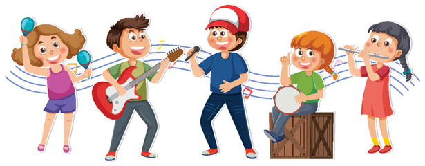 Children playing musical instrument