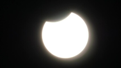 Wall Mural - partial solar eclipse with a clear view of the sky and no clouds - oct. 25, 2022
