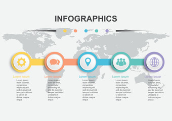 Wall Mural - Timeline Infographic design template with 5 banners