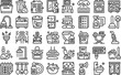 Tidy up icons set outline vector. Furniture room. Clean dirty