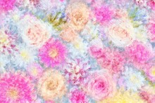Hand Painted Flower Wallpaper With Impressionist Style