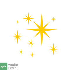 Wall Mural - Star sparkle vector icon. Simple flat style. Yellow, gold, twinkle, shine, spark shape, for magic effect, glow, glitter, flash concept. Single illustration isolated on white background. EPS 10.