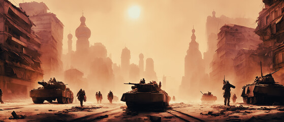 Artistic concept painting painting of a battlefield landscape, background illustration.