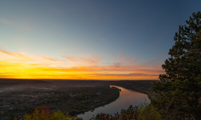 Sticker - Sunset on the Dniester River in autumn