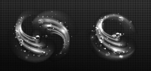 Wall Mural - clean detergent wave and soap swirl, light effect with bubbles and sparkles shine. isolated transpar