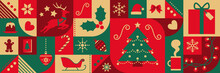 Christmas Background With Abstract Holiday Icons