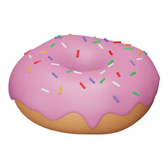 Sticker - Donut 3d rendering isometric icon.