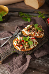 Wall Mural - Spread on bread with ragout mushrooms