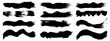 © high_resolution - Vector collection of artistic grungy black paint hand made creative brush stroke set isolated on banner background. A group of abstract grunge sketches for design education or graphic art decoration