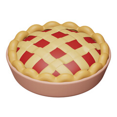 Sticker - Pie cake 3d rendering isometric icon.